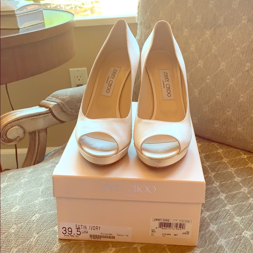 Jimmy Choo Luna Satin Wedding Pumps, Ivory